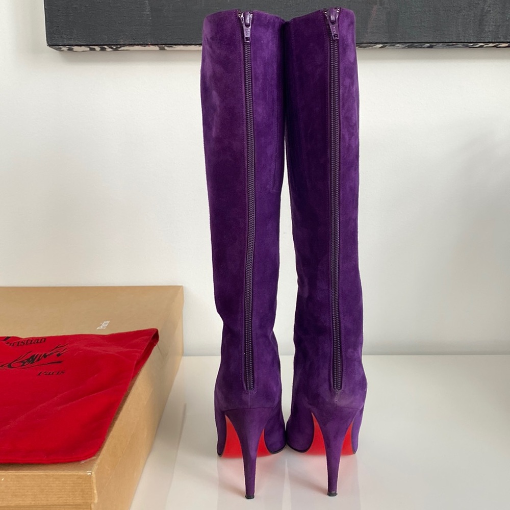 SOLD Christian Louboutin Babel 100mm Purple Suede boots size 36 - Picture 6 of 17